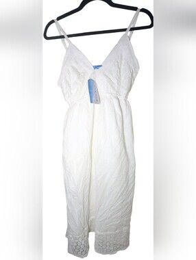 White Waves Eyelet Lace Cotton Midi Sundress XXL NWT